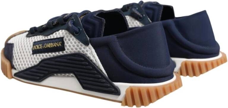 Dolce & Gabbana Wit Blauwe Veterschoenen Rubberen Zool