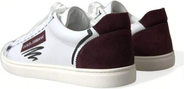 Dolce & Gabbana Wit Bordeaux Leren Lage Sneakers Multicolor Heren