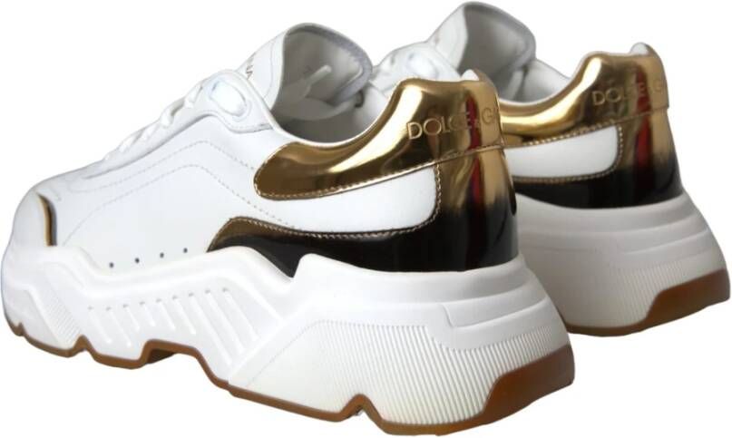 Dolce & Gabbana Wit Goud Leren Sneakers