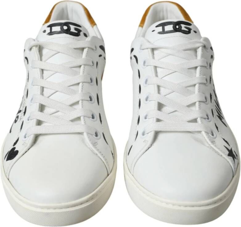 Dolce & Gabbana Wit Oranje Leren Sneakers White Heren