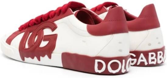 Dolce & Gabbana Wit Rood Sneaker Kalf Multicolor Heren