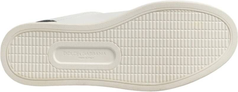 Dolce & Gabbana Wit Zwart Leren Veterschoenen