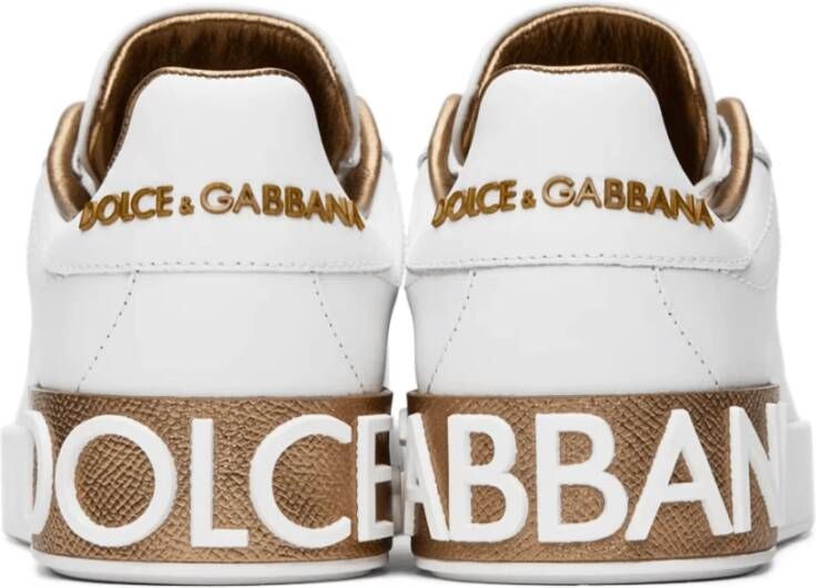 Dolce & Gabbana Wit Goud Portofino Sneakers