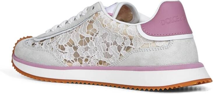 Dolce & Gabbana Witte Bloemenkant Sneakers