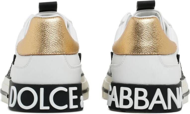 Dolce & Gabbana Witte en gouden leren Custom 2.Zero lage sneakers Wit Heren