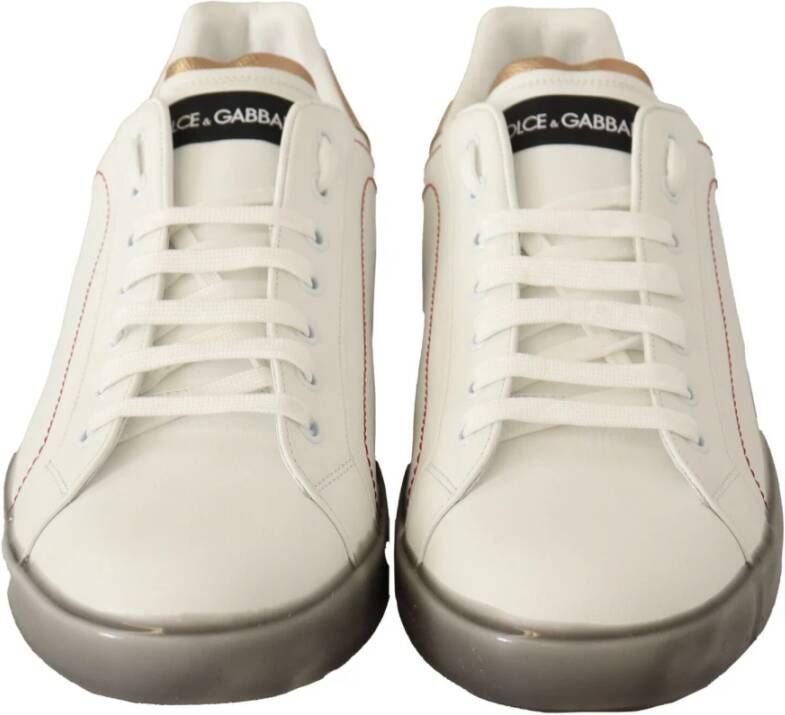 Dolce & Gabbana Witte en Gouden Leren Sneakers White Heren