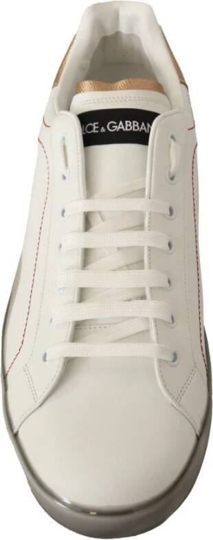 Dolce & Gabbana Witte en Gouden Leren Sneakers White Heren