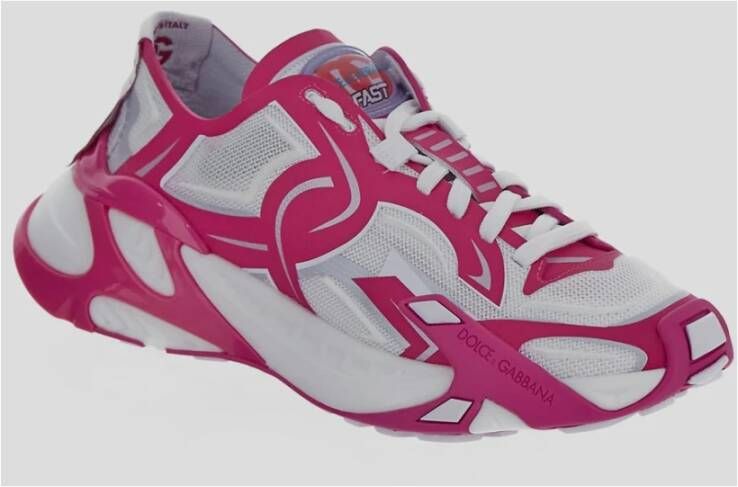 Dolce & Gabbana Witte en Roze Dragon Sneakers Pink Dames