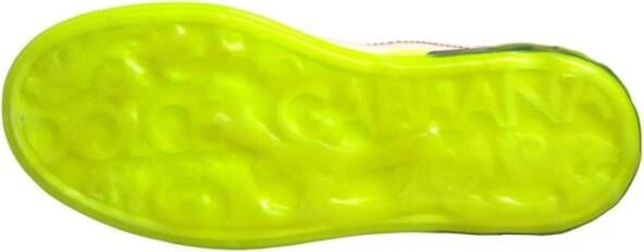 Dolce & Gabbana Witte Gele Leren Sneakers Neon Accent