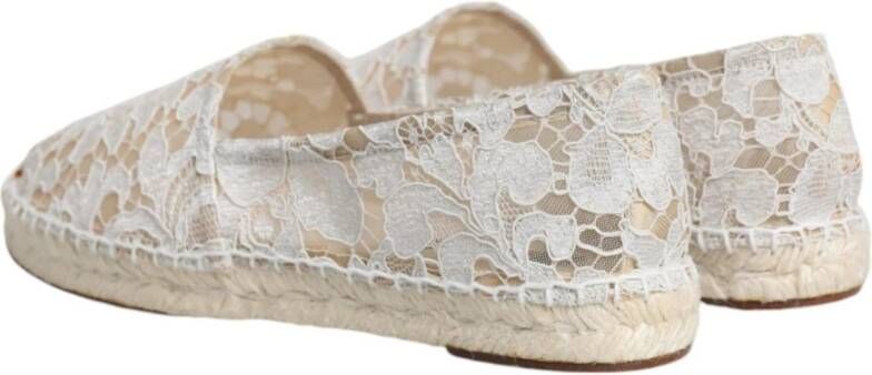 Dolce & Gabbana Witte Kant Espadrilles met Rubberen Zool White Dames