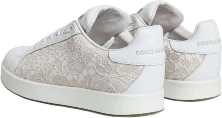 Dolce & Gabbana Witte Kantdetail Lage Sneakers