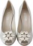 Dolce & Gabbana Witte kristallen Peep Toe Hakken Satijnen Pumps Schoenen White Dames - Thumbnail 4