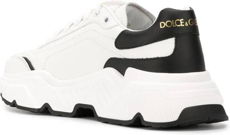 Dolce & Gabbana Witte lage sneakers met contrast hiel White Dames