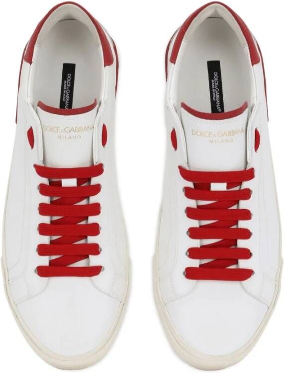 Dolce & Gabbana Witte lage sneakers met ijsdetail White Heren