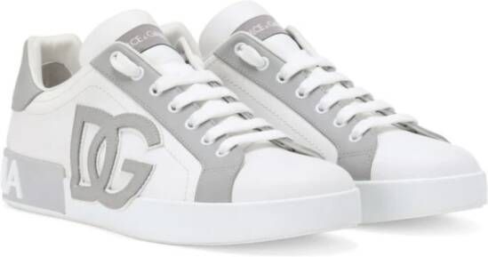 Dolce & Gabbana Witte lage top sneakers met DG-patch White Heren