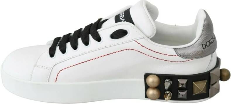 Dolce & Gabbana Witte Leren Bloemen Kristal Sneakers Multicolor Dames