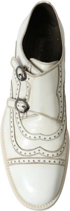 Dolce & Gabbana Witte Leren Derby Schoenen White Heren