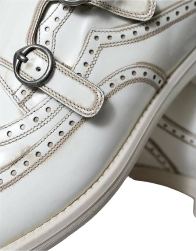 Dolce & Gabbana Witte Leren Derby Schoenen White Heren