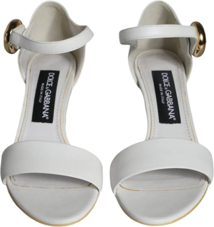 Dolce & Gabbana Witte leren enkelband hakken White Dames