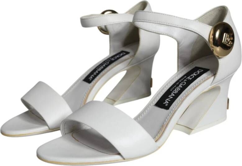 Dolce & Gabbana Witte leren enkelband hakken White Dames