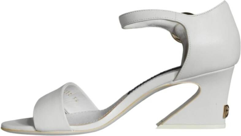 Dolce & Gabbana Witte leren enkelband hakken White Dames