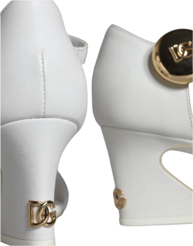 Dolce & Gabbana Witte leren enkelband hakken White Dames