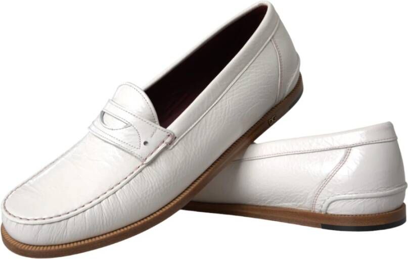 Dolce & Gabbana Witte Leren Instaploafers Schoenen