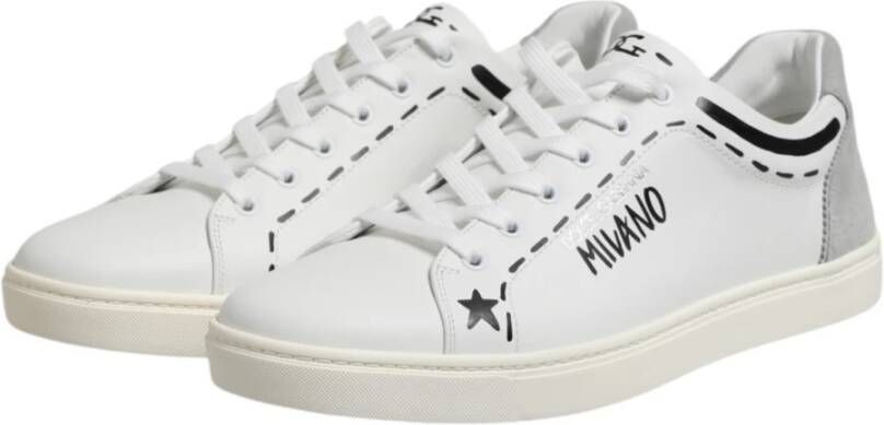 Dolce & Gabbana Witte Leren Lage Sneakers