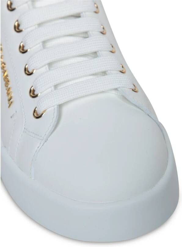 Dolce & Gabbana Witte Leren Lage Sneakers