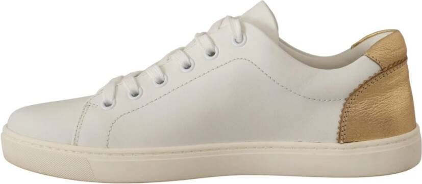 Dolce & Gabbana Witte Leren Lage Sneakers White Dames