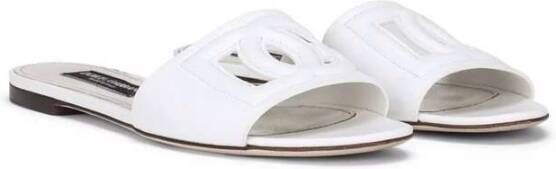Dolce & Gabbana Witte Leren Logo Detail Platte Schoenen