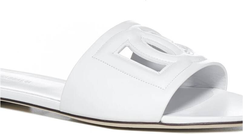 Dolce & Gabbana Witte Leren Logo Sandalen White Dames