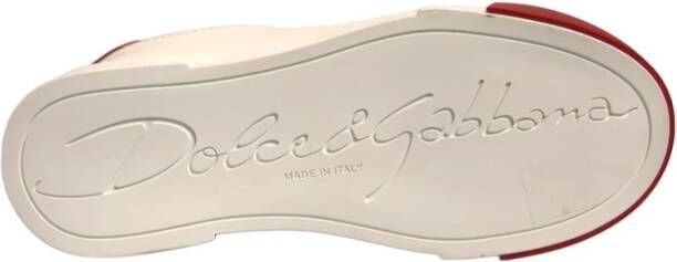 Dolce & Gabbana Witte Leren Logo Sneakers met Rubberen Zool