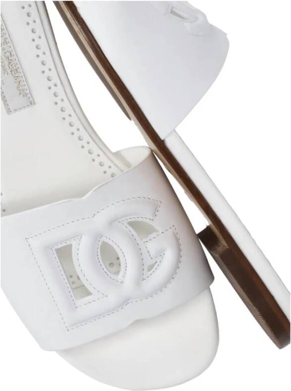 Dolce & Gabbana Witte Leren Meisjes Slippers White Dames
