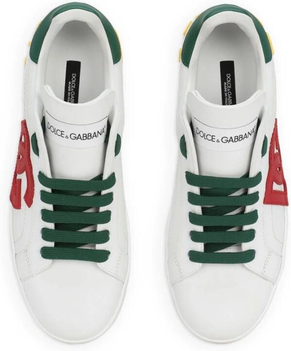 Dolce & Gabbana Witte Leren Panel Sneakers White Dames