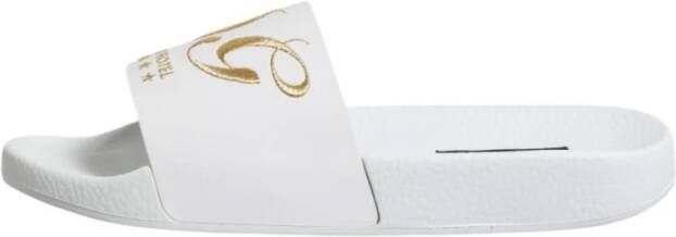 Dolce & Gabbana Witte Leren Slides Strand Sandalen
