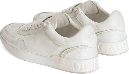 Dolce & Gabbana Witte Leren Sneaker met Geperforeerd Detail