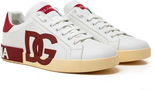 Dolce & Gabbana Witte Leren Sneaker White Heren