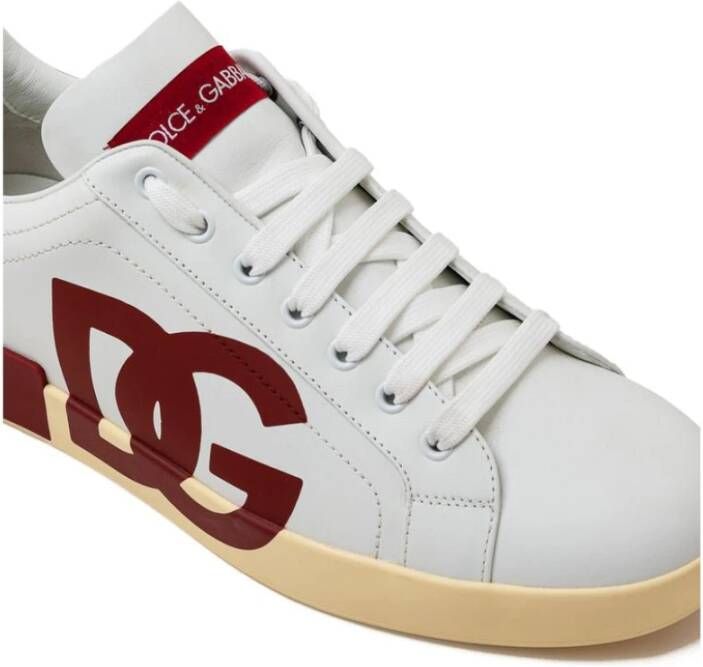 Dolce & Gabbana Witte Leren Sneaker White Heren