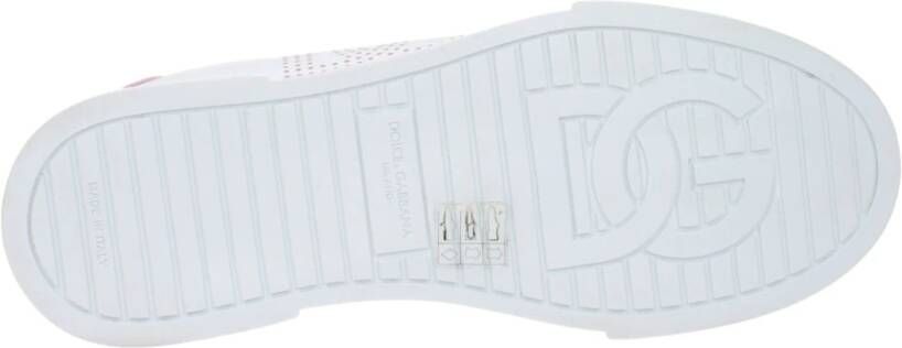 Dolce & Gabbana Witte Leren Sneakers Casual Vetersluiting