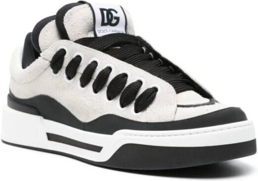 Dolce & Gabbana Witte Leren Sneakers met Geperforeerde Neus White Heren