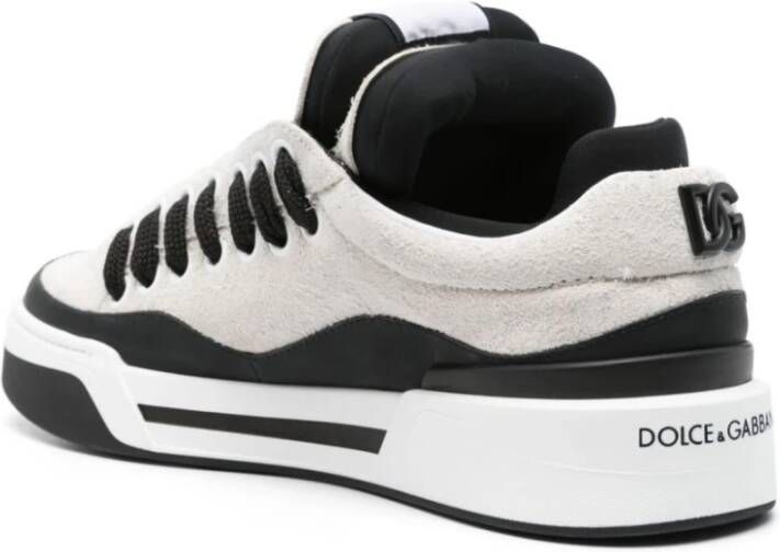 Dolce & Gabbana Witte Leren Sneakers met Geperforeerde Neus White Heren