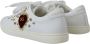 Dolce & Gabbana Leren Sneakers met Gouden Studs en Rood Fluweel Hart Borduurwerk White Dames - Thumbnail 36