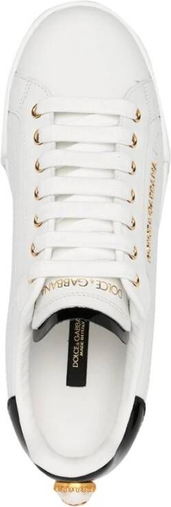 Dolce & Gabbana Witte Leren Sneakers met Logo Details