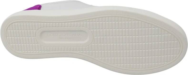 Dolce & Gabbana Witte Leren Sneakers met Paarse Details White Dames