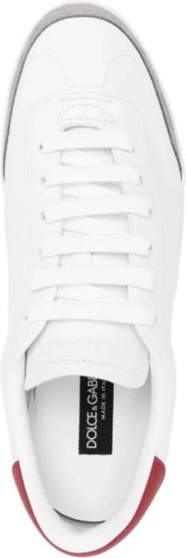 Dolce & Gabbana Witte Leren Sneakers met Streepdetail White Heren