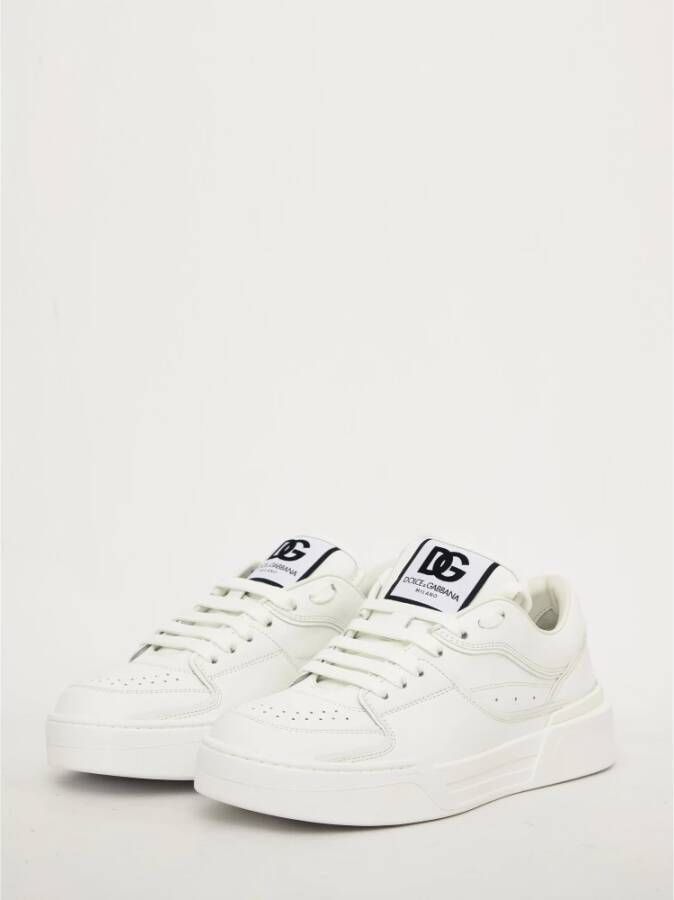 Dolce & Gabbana Witte Leren Sneakers met Logodetails White Heren