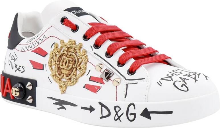 Dolce & Gabbana Witte Leren Sneakers White Heren