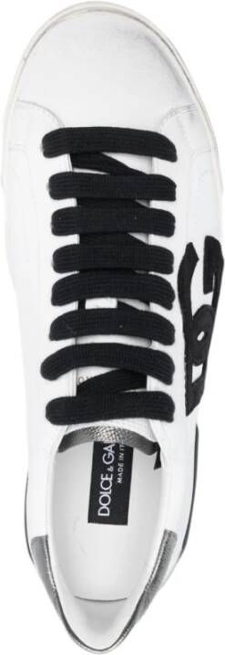 Dolce & Gabbana Witte Logo Leren Sneakers Wit Heren