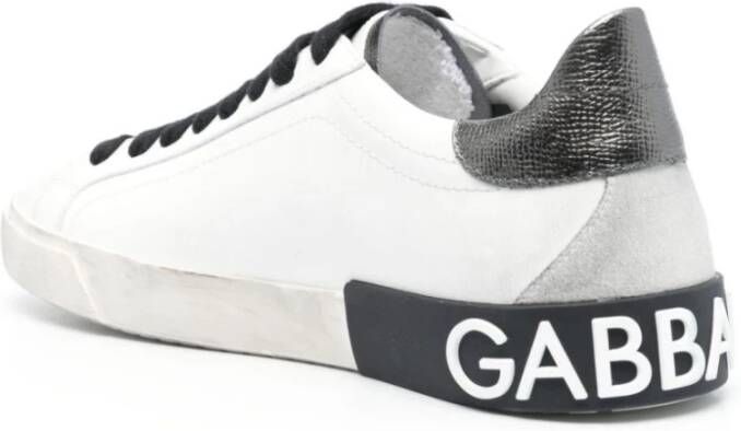 Dolce & Gabbana Witte Logo Leren Sneakers Wit Heren